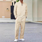 Conjunto de sweatshirt para homem com textura waffle e calça reta