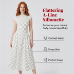 Vestido elegante de mulher às bolinhas com corte em A