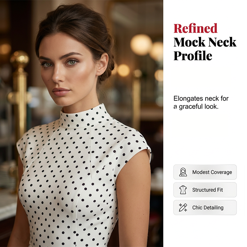 Vestido elegante de mulher às bolinhas com corte em A