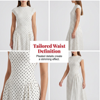 Vestido elegante de mulher às bolinhas com corte em A