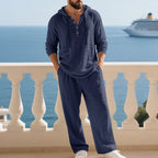 Conjunto de 2 peças com camisola com capuz e calças largas casuais para homem