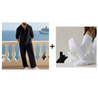 Conjunto de 2 peças com camisola com capuz e calças largas casuais para homem