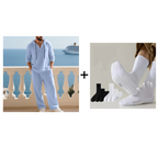 Conjunto de 2 peças com camisola com capuz e calças largas casuais para homem