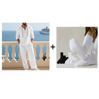 Conjunto de 2 peças com camisola com capuz e calças largas casuais para homem