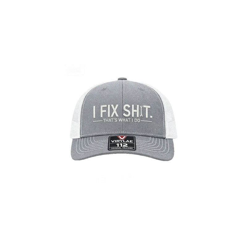 Boné trucker com parte traseira em rede e bordado “I Fix Shit”