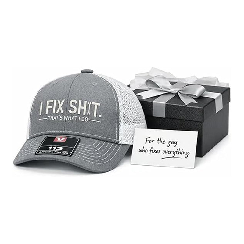 Boné trucker com parte traseira em rede e bordado “I Fix Shit”