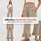 Calça de fato de treino estilo boho com folhos para mulher