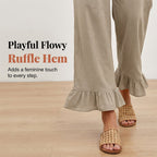 Calça de fato de treino estilo boho com folhos para mulher