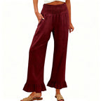Calça de fato de treino estilo boho com folhos para mulher