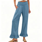 Calça de fato de treino estilo boho com folhos para mulher