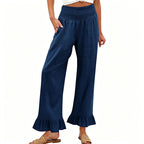 Calça de fato de treino estilo boho com folhos para mulher