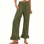 Calça de fato de treino estilo boho com folhos para mulher