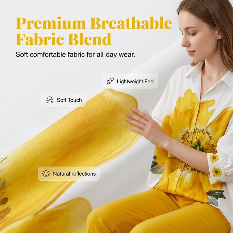 🎁2026 Nieuw binnen 50% KORTING💥Tweedelige set met bloemenprint voor dames | Chique oversized top + cropped broek, helemaal klaar voor een vakantie! 🌸✨