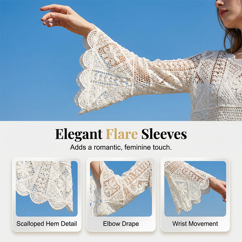 Blusa de mulher em renda com inspiração vintage.