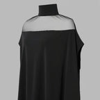 Blusa casual de mulher de gola alta e mangas morcego