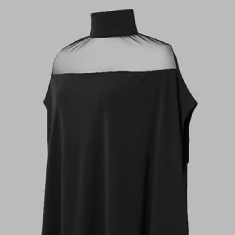 Blusa casual de mulher de gola alta e mangas morcego
