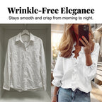 Blusa de mulher de manga comprida com decote em V e folhos