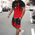 👕 50% DESCONTO AGORA! 🔥 Conjunto de t-shirt e calções para homem com estampado gráfico – Tecido macio, design arrojado e perfeito para os dias de verão ☀️