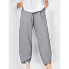 👖 Calça Vintage em Linho e Algodão com Cintura Elástica Assimétrica – Design Único, Conforto e Estilo Funcional para o Dia a Dia! 🌸✨