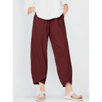 👖 Calça Vintage em Linho e Algodão com Cintura Elástica Assimétrica – Design Único, Conforto e Estilo Funcional para o Dia a Dia! 🌸✨