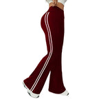 Calça flare de cintura subida com risca lateral