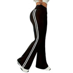 Calça flare de cintura subida com risca lateral