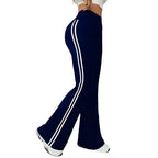 Calça flare de cintura subida com risca lateral